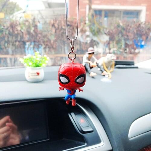 Marvel Superhero Car Rear View Mirror Pendant Mini Baymax Spider-Man Mystery Car Interior Decoration Car Interior Accessories