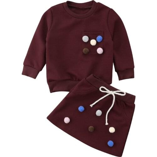 2018 Toddler Kids Baby Girl Casual Top Long Sleeve Sweater+ Skirt 2pcs Clothes Outfits Size 1-6T