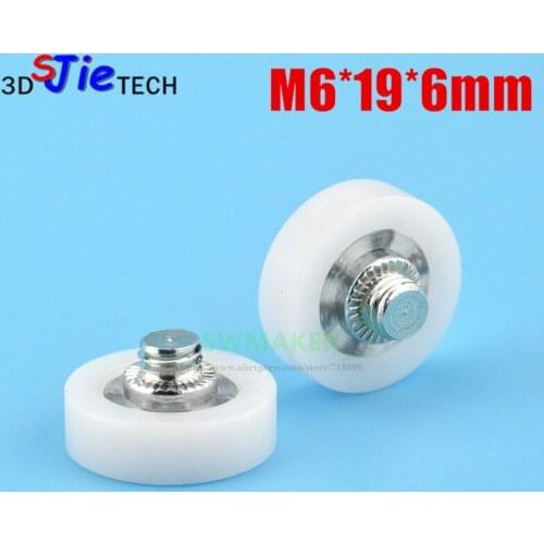 M6*19*6mm C1 L3 POM polyoxymethylene plastic roller screw thread for drawer pulley DR-19 TOK showcase furniture