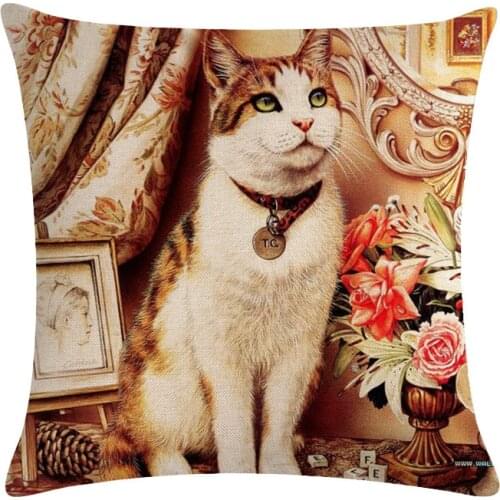 Cute Persian Cat Anime Linen Cushion Cover Sofa Custom Funny Cartoon Animal Decorative Throw Christmas Pillow Case Home Decor