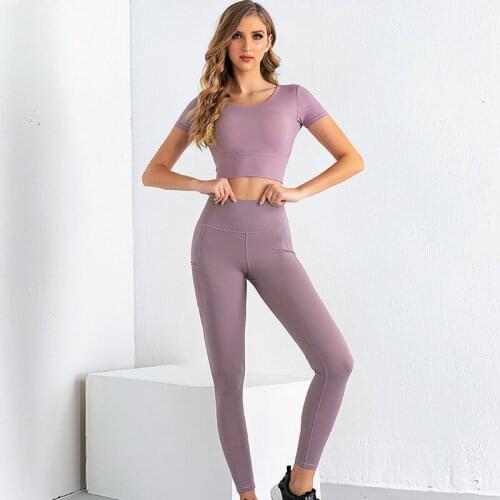 Sports Jacket 2021 Spring and Summer New Fitness Two-piece Leggings Hip-lifting Sports Suit Yoga Clothes Women