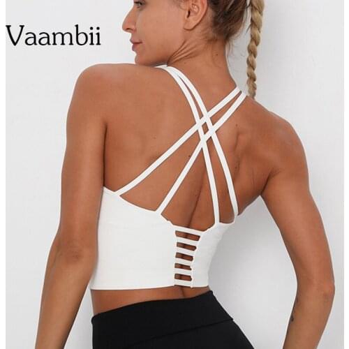 Criss Cross Sports Top White Training Bra Seamless Underwear Open Back Workout Tops Women Xl Sport Clothing Crop Gym Top