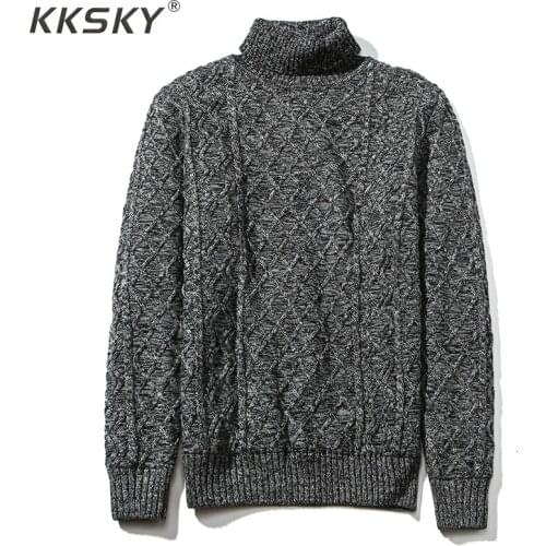 Turtleneck Sweater Mens 100% Cotton Pullover Sweater 2019 Fall And Winter New Long Sleeve Mens Sweater For Homme Clothes 3XL