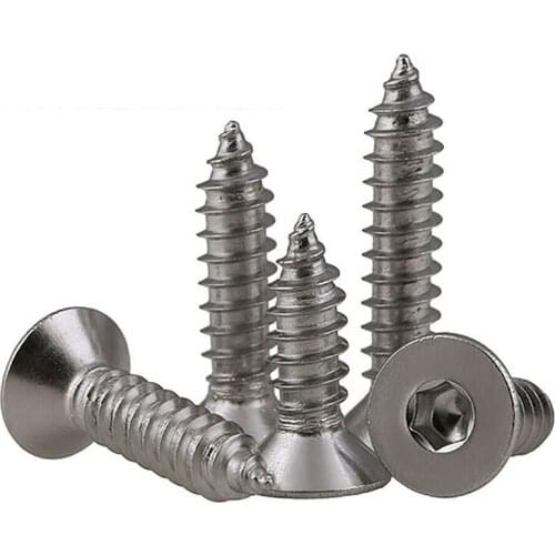Countersunk Head Screw A2 Stainless Hex Drive Self Tapping Allen Screws M3-M6