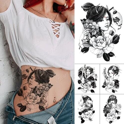 Waterproof Temporary Tattoo Stickers Skull Yellow Butterfly Snake Feather Flash Tattoos Women Dark Body Art Fake Tatoo Men