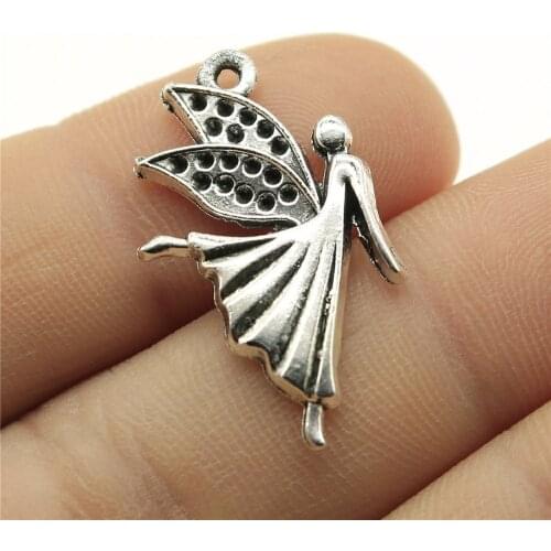WYSIWYG 10pcs 29x16mm Antique Silver Color Angel Pendant Charms Elf Fairy Angel Pendants For Jewelry Making