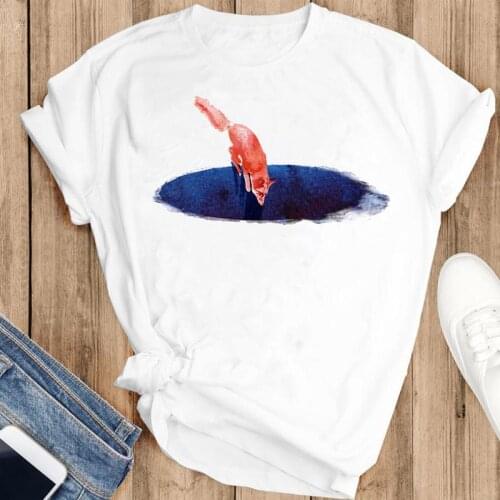 Women Graphic Cartoon 90s Animal Vintage Clothing Fashion Summer Female Clothes Print Short Sleeve Tops Tees Tshirt T-Shirt