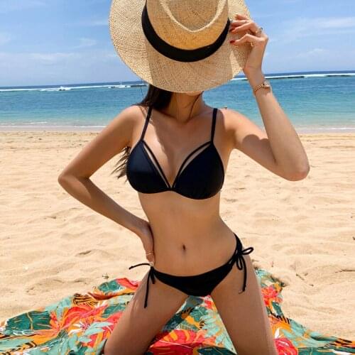 Women Swimsuit Sexy Bikini 2021 New Push Up Bikini Set Bathing Suit Women Solid Color Beach Wear Hot Summer Bather