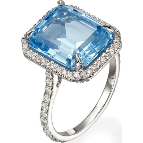 New Fashion Atmospheric Flash Zirconium Square Proposal Ring Women Fashion Trend Ladies Wedding Prom Engagement Ring Jewelry