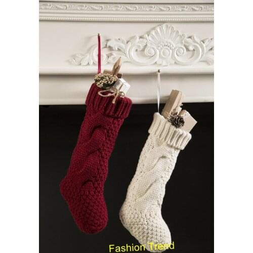 30pcs/lot monogram personalize winter knitted Christmas stocking 37cm size acrylic wood wholesale Merry X-mas socks