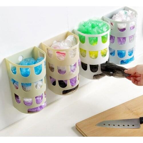 1Pc Plastic Garbag Bag Holder Stand Rubbish Trash Basket Wall Mounted Hanging Storage Box Organizer Rack Kitchen Accessories