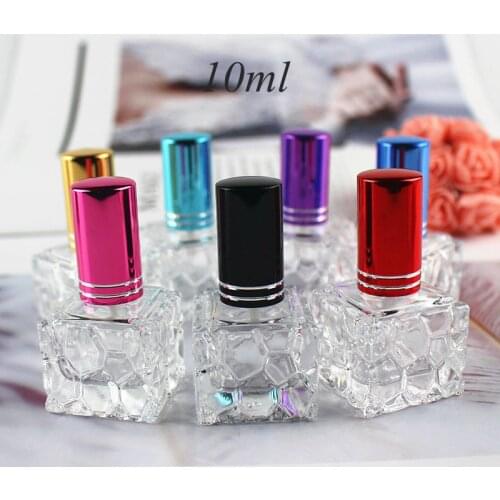 20PCS 10ml Mini Clear Square Glass Perfume Bottle Parfum Fragrance Bottles Cosmetic Packaging Bottle Refillable Glass Vials