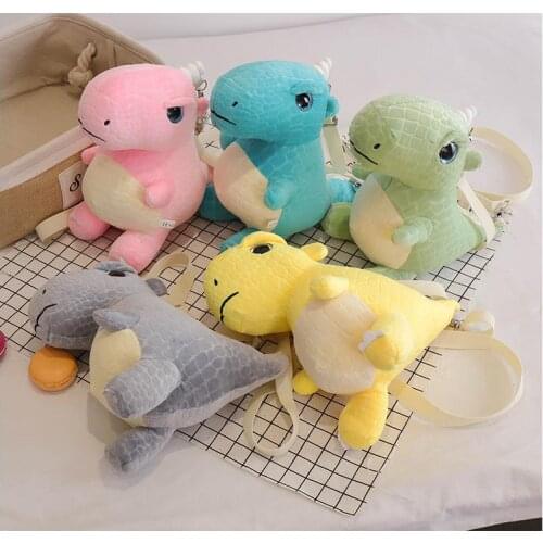 2020 Women Girls Kids Plush Cartoon Animal Crossbody Bags Creative Cute Dinosaur Shoulder Bags Fleece Messenger Bags