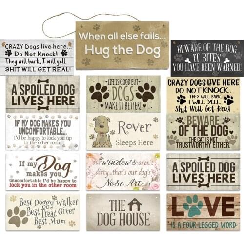 20x10cm Pet Letter Home Signs Wooden Hanging Signs Pet Shop Wooden Plaque Board for Home Decor Gifts Living Room Door Decoration