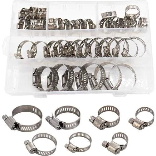 42 Pcs Hose Clamps,Stainless Steel Hose Clamps,7 Size Pipe Hoop Clamp,Adjustable 8-38mm Range Hose Connectors