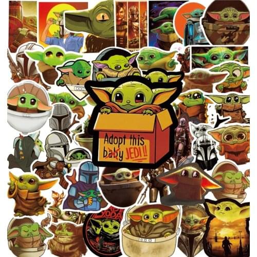 50pcs Disney Yoda Baby Waterproof 3D Stickers Cartoon Anime Figures Water Cup Laptop Luggage Decorative Sticker Toys for Boys