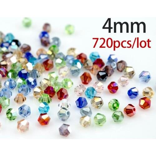 720pcs / lot 4mm rhombus beads transparent 15 color, handmade jewelry handmade materials