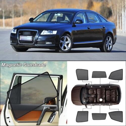 Car Side Windows Magnetic Sun Shade UV Protection Ray Blocking Mesh Visor For Audi A6l 2008-2012