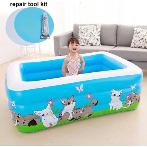 Large Inflatable Outdoor Children Paddling Bathtub Water Baby Swimming Bath Pool Blue PVC Rectangle Anti-slip