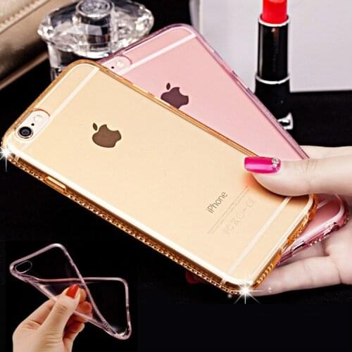 Luxury Diamond Bling Transparent Phone Cases Cover for iPhone 6 6S Plus Soft TPU Clear Cover Case For iPhone X 8 7 Plus 5 5s SE