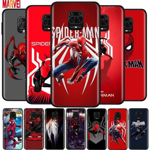 Cool Marvel Spiderman Logo Soft TPU Cover For Xiaomi Redmi Note10 10S 9T 9S 9 8T 8 7 6 5A 5 4 4X Prime Pro Max Black Phone Case