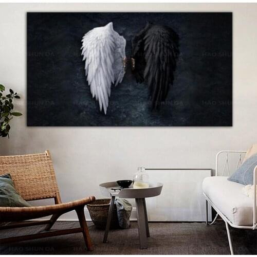 Black and White Angel wings Canvas Paintings on the Wall Art Posters and Prints Wings Abstract Wall Pictures Home Decoration
