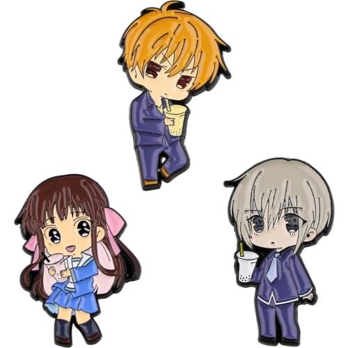 DB644 Cartoon Fruit Basket Anime Enamel Brooch Pins Badge Lapel Pins Brooches Alloy Metal Jewelry Accessories