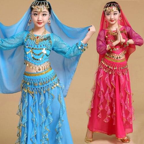 Fashion Kids Belly Dance Costume Oriental Dance Costumes Belly Dance Dancer Clothes Indian Dance Costumes For Kids free shipping