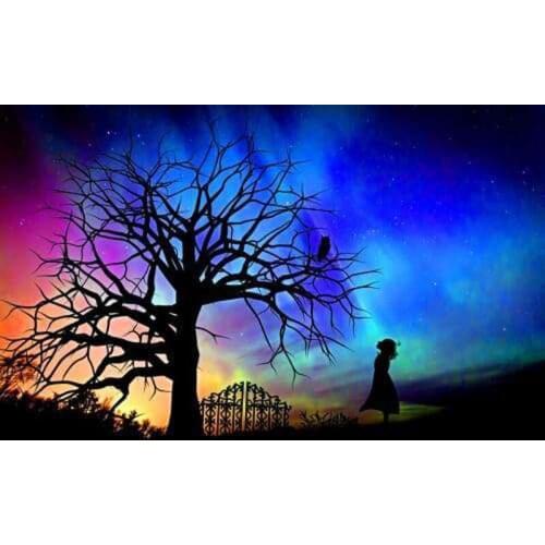 GLymg A Girl And Her Owl Embroidery Handicrafts 5d Diamond Painting Bright Rhinestones Diamond Embroidery Wall Arts Decor