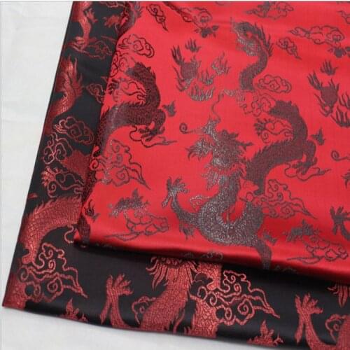 HLQON 75cm width brocade yarn dyed dragon fabric for patchwork felt tissue telas cheongsam bed sheet dress children coat