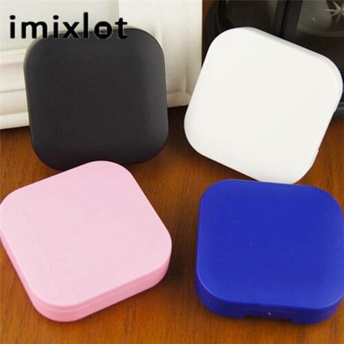 IMIXLOT Solid Portable Contact Lens Case for Women Men Container Travel Kit Set Holder Mirror Box 4 Colors Choice