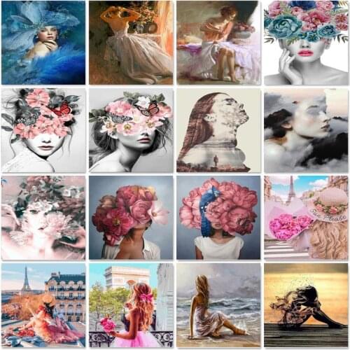 GATYZTORY DIY Frame Painting By Numbers Figure Picture Canvas By Numbers Clown Modern Handpainted Oil Painting Women For Home