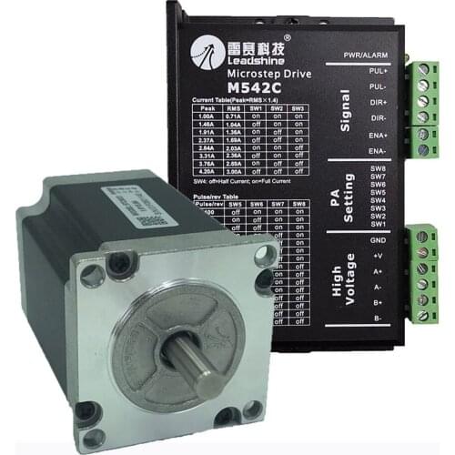 Leadshine 2 Phase 57 Series NEMA23 Stepper Motor Kit 57HS21A + Driver M542C Input Voltage VDC20-50V Original Product
