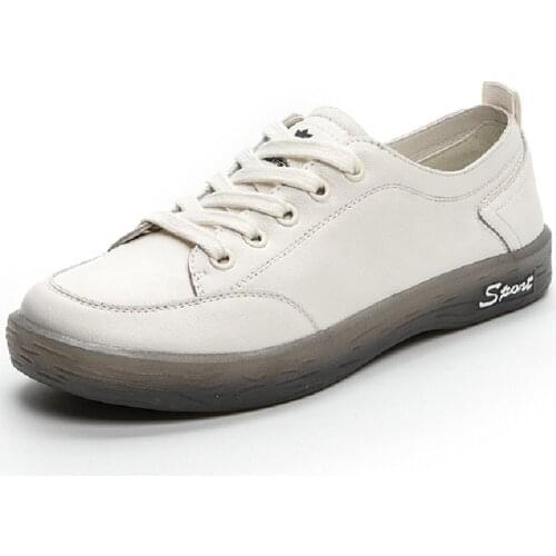 Sneakers Shoes women Genuine Leather Casual All-match White Shoes Women Flat Large Size Non-slip Loafers For Girls