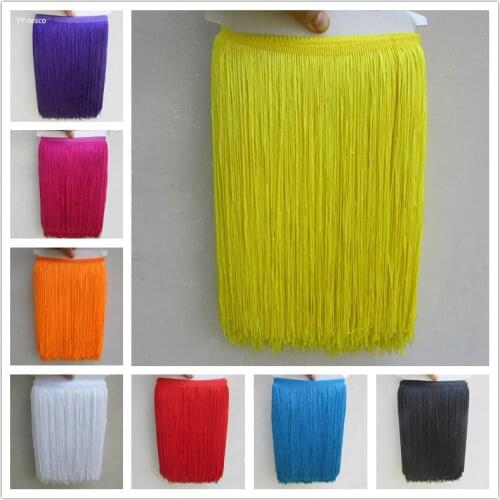 YY-tesco 50Yards 30cm Wide Lace Fringe Trim Tassel Fringe Trimming For DIY Latin Dress Stage Clothes Accessories Lace Ribbon