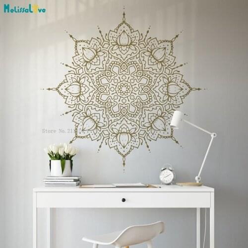 Lotus Mandala Wall Sticker Buddhist Symbol Yoga Spiritual Decals Meditation Decor Ornament Indian Mandala Murals YT4944