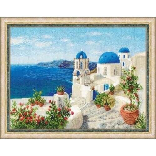 Santorini Greece Needlework,Cross stitch,11ct,14CT Unprinted Embroidery kits Arts Cross-Stitching,DIY Handmade Decor