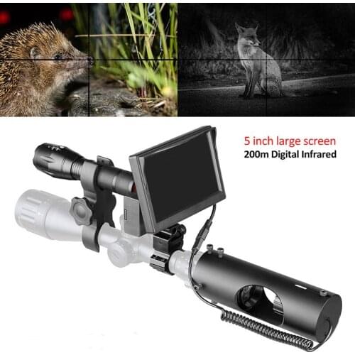 Night Vision Device Monocular 200 Yards Digital IR Telescope Zoom Optics with 5' Screen Photos Video Recording Hunting Camera