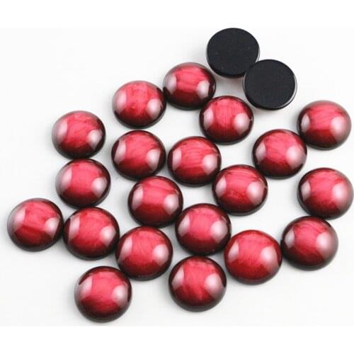 New Fashion 40pcs 12mm Red Colors Stylish Brushed Style Flat back Resin Cabochons Cameo-V5-05