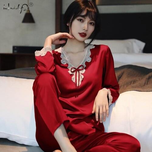 M,L,XLThe new spring, summer and autumn ice silk home furnishing home vibrato live broadcast net red Korean ice silk pajamas