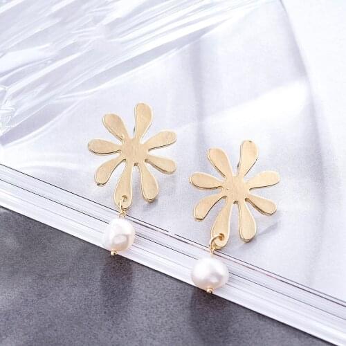 2021 New Arrival Gold Flower Earrings Jewelry Dangle Pendientes orecchini brincos earrings for Women aretes de mujer modernos