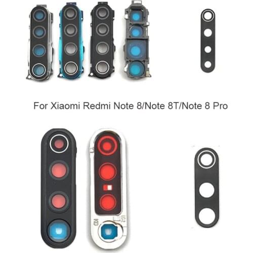 New Rear Camera Glass Lens For Xiaomi Redmi Note 8 8T Pro Back Camera Glass With Cover Frame Holder And Glue Sticker Adhesive