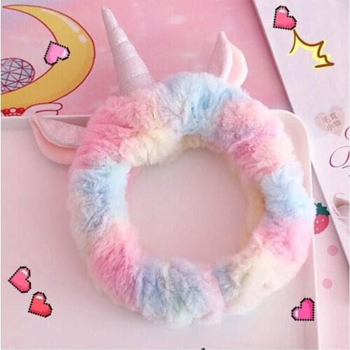 Holiday Soft Rainbow Unicorn Hair Hoop Plush Adorable Plush Unicorn Hair Band Animal Unicorn Headband Party Supplies