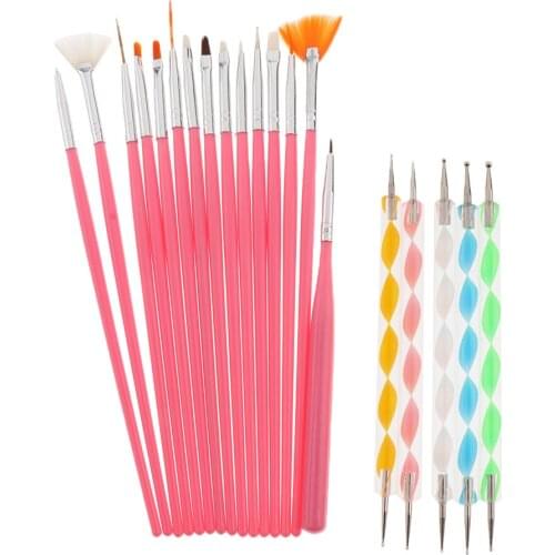 Nail Art Design Set Dotting Painting Drawing Polish Brushes Pen Coffee Hair