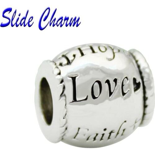 New popular Hope Love Faith Day Mothers Day gift oval 5mm straight hole DIY charm beads fit Pandora bracelet necklace