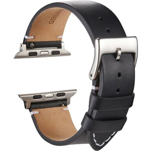 Korean Style Genuine Leather Watchbands for Apple Watch Series 6 SE 5 4 3 Men Women Wach Straps 38mm 40mm 42mm 44mm Watch Band