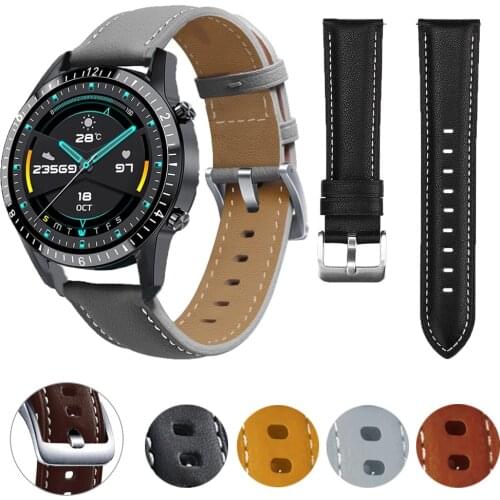Genuine Leather Wrist Strap For Polar Vantage M/Huawei Magic GT/GT2 Pro Watch Bands for Samsung Galaxy Watch 46mm GTR 2 Bracelet