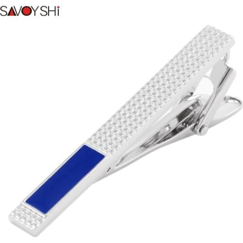 SAVOYSHI Fashion 1PCS Gentleman Metal Simple High quality Blue Necktie Tie Clip Pin Bar Clasp Practical Plain Gifts
