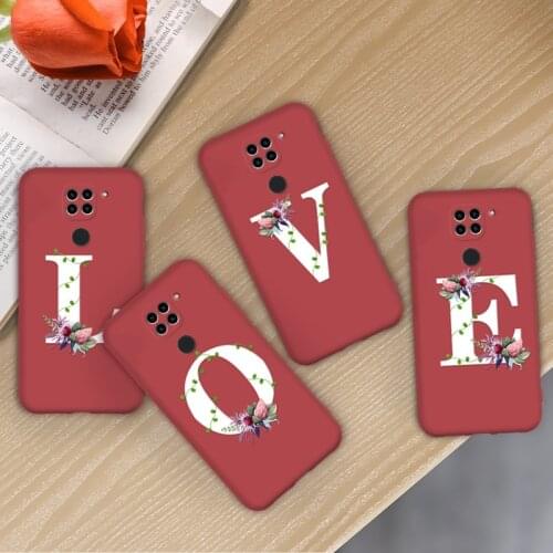 ASINA Initial Letter Case For Xiaomi Redmi Note 9 8 7 9T Original Liquid Silicone Cover For Redmi 9 9A Alphabet Funda Girl Capa