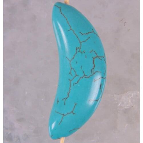 Blue Howlite GEM Pendant Loose Bead Moon Jewelry S047
